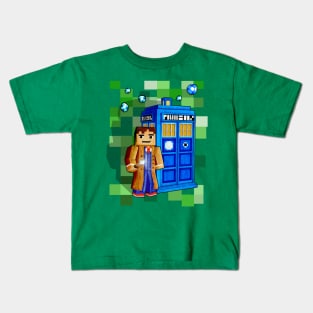 8bit 10th Doctor With time traveler box Kids T-Shirt